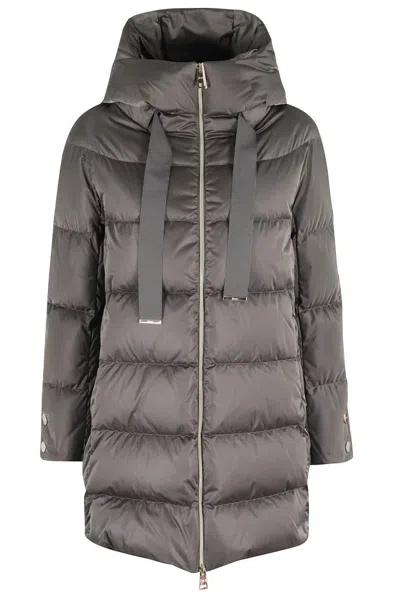 HERNO A-LINE DOWN JACKET WITH STRUCTURED HOOD