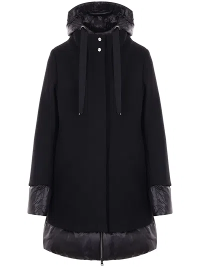 Herno Wool Padded Coat With High Neck In Black