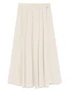 Herno Pleated Stretch Nylon Midi Skirt In Neutrals