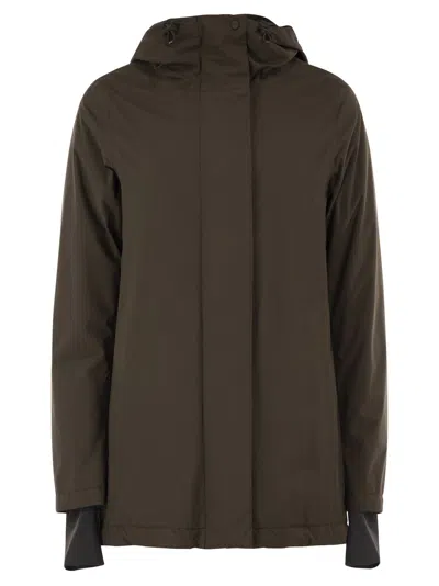 Herno A Shape 2 Layers Hooded Parka In Brown