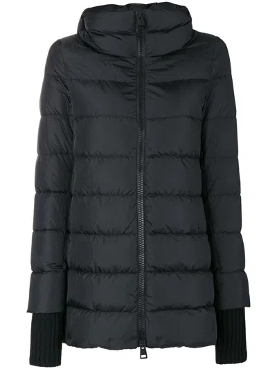 Herno Long Black Down Jacket With Hood In Nylon Woman