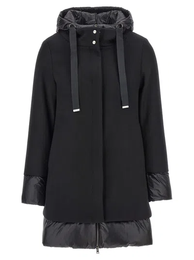 Herno Wool Padded Coat With High Neck In Black