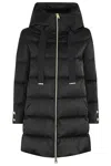 Herno A-shape In Raso Con Cappuccio In Black