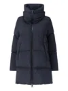 Herno Long Quilted Jacket High Collar In Blue