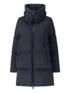 Herno Long Quilted Jacket High Collar In Blue