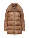 Herno Faux Fur Collar A Line Down Puffer Coat In Cammello
