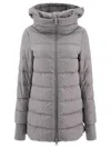 Herno Long Length Hooded Quilted Jacket In Grey
