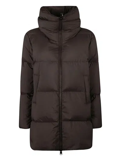 Herno Boxy Black Down Jacket With Padded Collar And Quilted Design In Blue