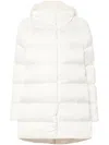Herno A-shape Down Jacket In Satin And Lady Alternative Fur Clothing In White