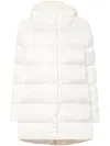 Herno A-shape Down Jacket In Satin And Lady Alternative Fur Clothing In White