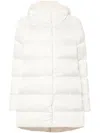 Herno A-shape Down Jacket In Satin And Lady Alternative Fur Clothing In White