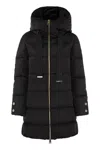 Herno A-shape In Raso Con Cappuccio In Black