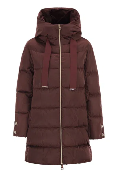 Herno A-shape Down Jacket With Hood In Burgundy