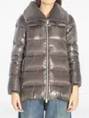 Herno A-shape Long Down Jacket With High Neck In Gray