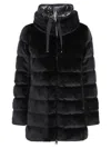Herno A-shape Faux Fur Down Jacket In Black