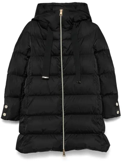 Herno A-shape Glossy Satin Down Jacket Clothing In Black