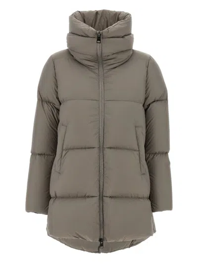 Herno A-shape Goose Down Jacket With High Double-layered Collar In Gray