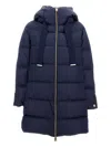 Herno A-shaped Puffer Coat With Hood And Drawstrings In Blue