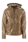Herno Coated Pattern-lace Hooded Jacket In Sand