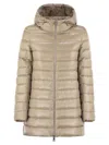 Herno Hooded Long Padded Quilted Down Jacket In Neutral