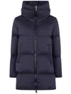 Herno Long Quilted Jacket High Collar In Blue