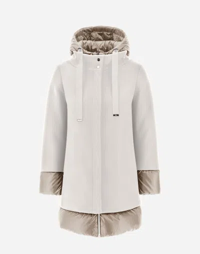 Herno A-shape Jacket In Ecowool And Nylon Ultralight In Chantilly
