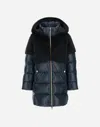 Herno Kids' A-shape Jacket In Nylon Ultralight And Lady Alternative Fur In Blue