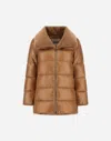 Herno A-shape Jacket In Nylon Ultralight And Lady Alternative Fur In Brown