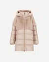 Herno A-shape Jacket In Nylon Ultralight And Lady Alternative Fur In Pink