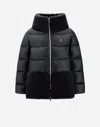 Herno A-shape Jacket In Nylon Ultralight And Soft Faux Fur In Black