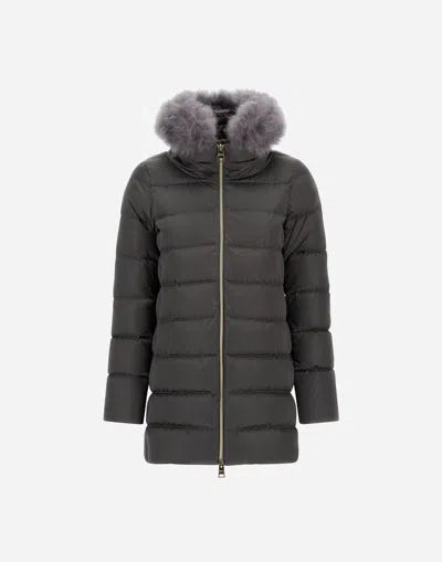 Herno A-shape Jacket In Satin In Gray