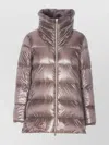 Herno A-shape Long Down Jacket With High Neck In Neutral