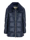 Herno Ultralight Nylon Down Jacket And Lady Alternative Fur In Blue