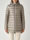 Herno Lightweight Hooded Long Padded Jacket In Gray