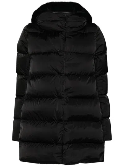 Herno Women Midi Hooded Down Jacket In Black
