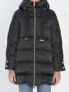 Herno A-shape Glossy Satin Down Jacket In Black