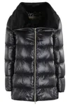 Herno A Shape Ultralight Down Jacket With Eco Fur Collar In Black