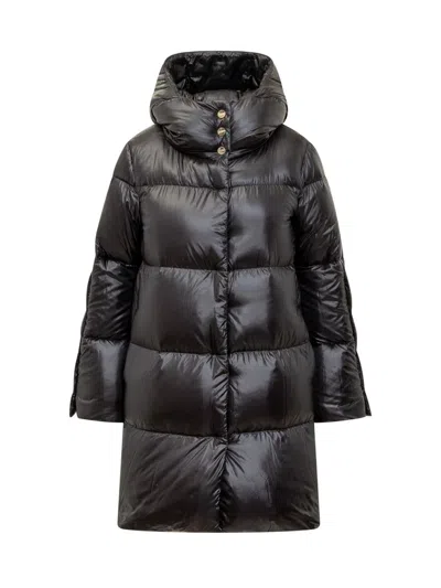Herno Quilted Hooded Down Coat In Black