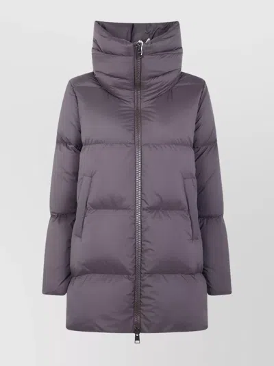 Herno A-shape Quilted Jacket High Collar In Brown