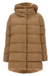 Herno A-shape Jacket In Satin And New Lady Faux Fur In Brown