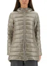 Herno Lightweight Hooded Long Padded Jacket In Gray
