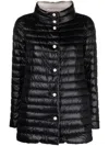 Herno Navy A-line Reversible Down Jacket For Women In Black