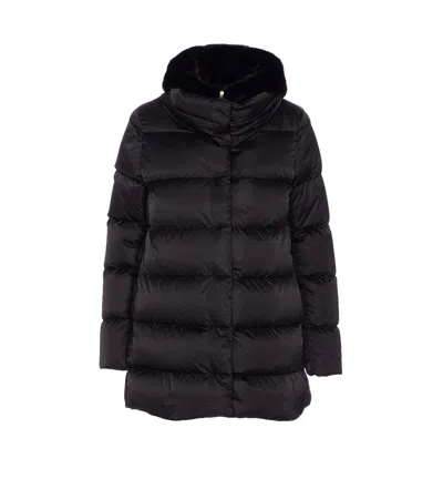 Herno A-shape Satin Down Jacket In Black