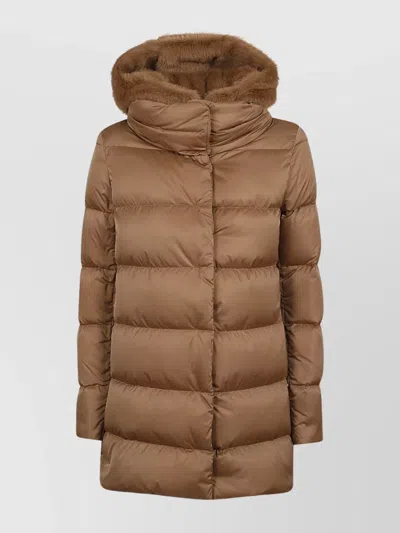 Herno A-shape Satin Faux Fur Bib In Brown