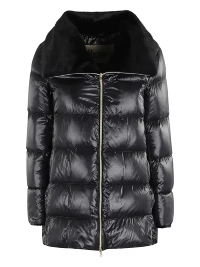 Herno A Shape Ultralight Down Jacket With Eco Fur Collar