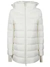 Herno White Down Jacket With Drawstring Hood In Tech Fabric Woman In Bianco