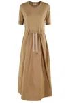Herno Relaxed Fit Maxi Dress With Adjustable Waist In Cammello