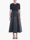 Herno Blue Crewneck Midi Dress With Elastic Drawstring Waist And Panelled Design In Navy