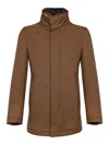 Herno Carcoat In Woolen Melange Twill In Brown