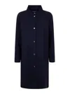 Herno Band-collar Buttoned Coat In Blue